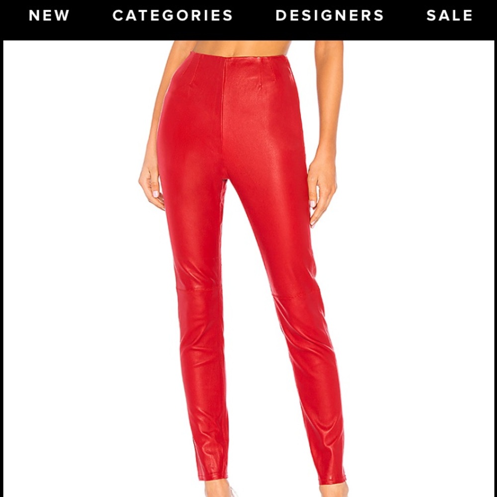 L’académie red stretch leather skinny pants XL NWT